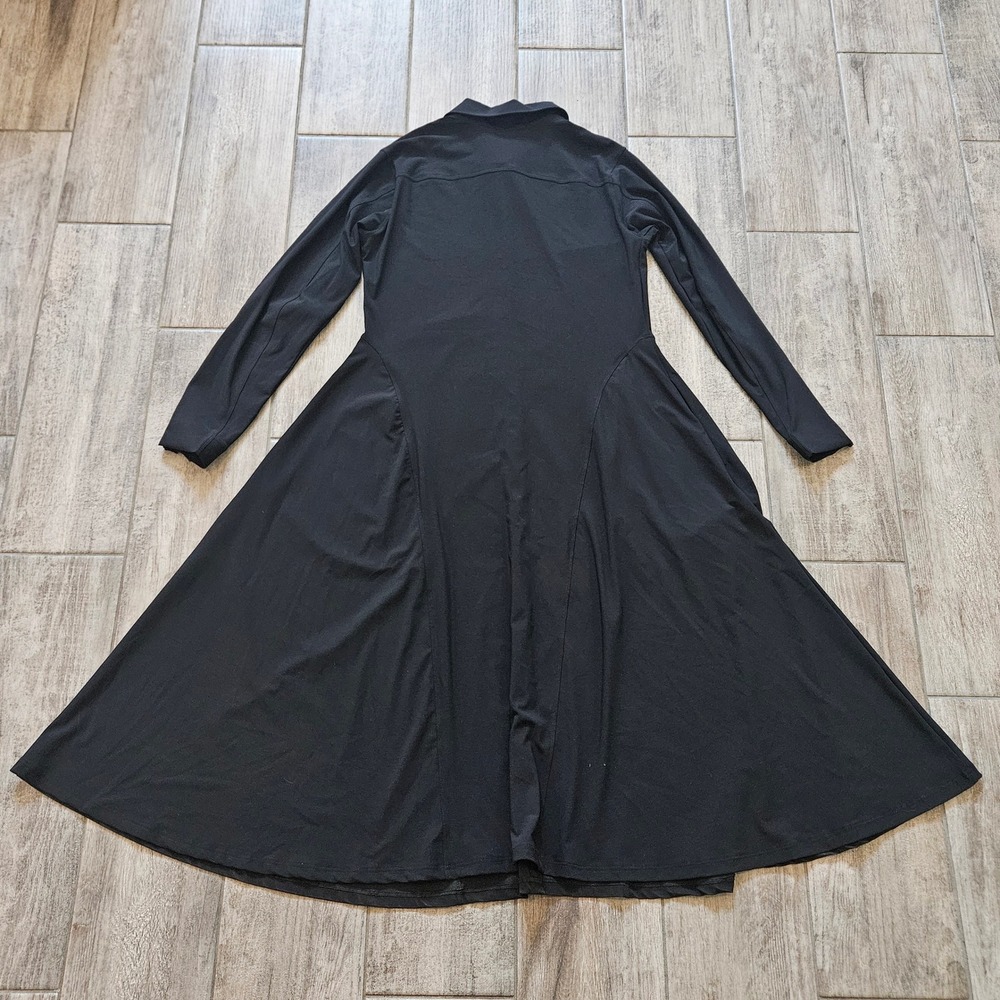 Athleta Cosmic Layer Dress Size S Black Long Sleeve Midi Pockets Stretch Minimal - Picture 7 of 12